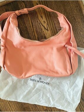 Pebbled Leather Shoulder Bag in Coral Pink by Tote Le Monde